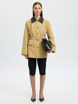 Selected Dua Womens Regular Fit Belted Barn Cotton Jacket Beige - Size 38