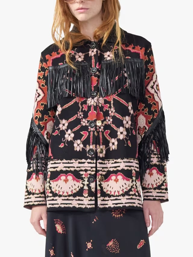 Hayley Menzies Women's Dylan Jacquard Knit Jacket - Black/Multi - Size L