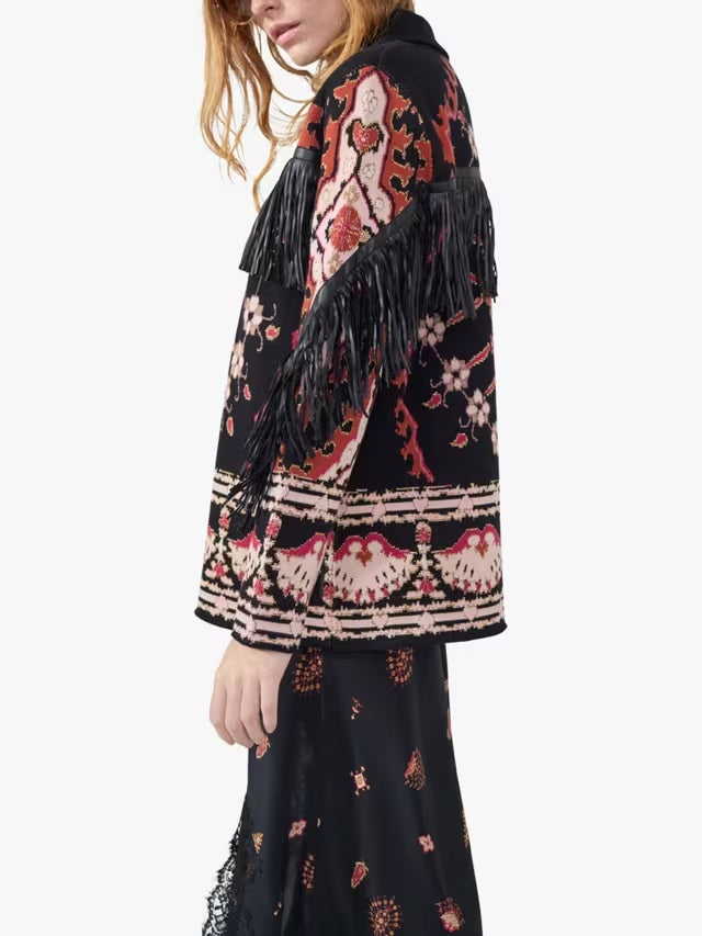 Hayley Menzies Women's Dylan Jacquard Knit Jacket - Black/Multi - Size L