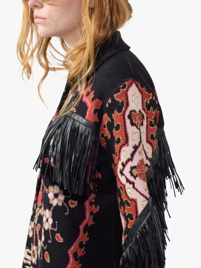 Hayley Menzies Women's Dylan Jacquard Knit Jacket - Black/Multi - Size L