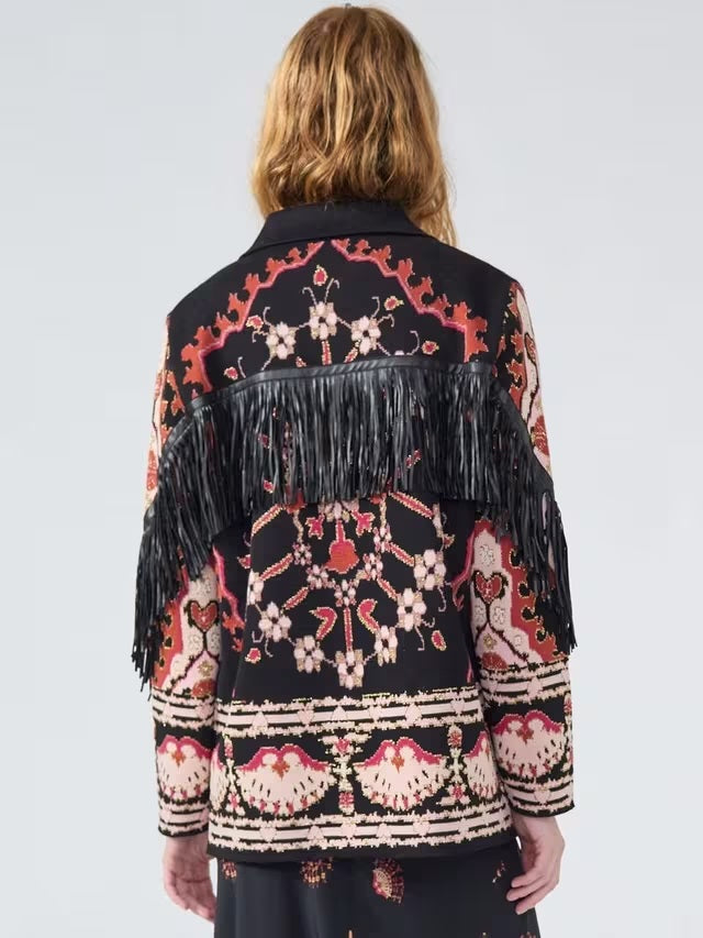 Hayley Menzies Women's Dylan Jacquard Knit Jacket - Black/Multi - Size L