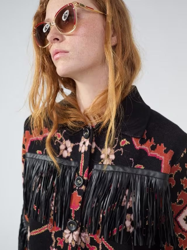 Hayley Menzies Women's Dylan Jacquard Knit Jacket - Black/Multi - Size L