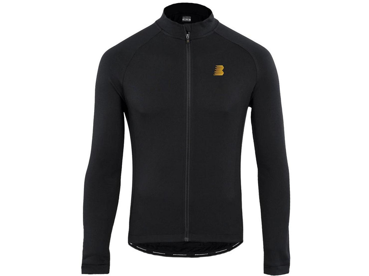 Boardman Mens Long Sleeve Cycling Full Zip Jersey with Pockets - XXL - Black