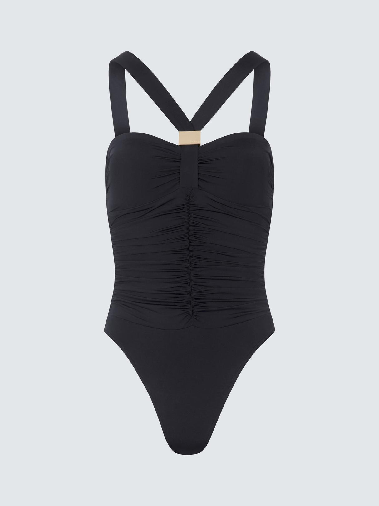 NAIA Beach Selene Womens Nylon Halter Neck Plain Swimsuit Black - Size 10