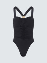 NAIA Beach Selene Womens Nylon Halter Neck Plain Swimsuit Black - Size 14