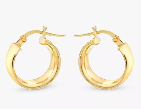 IBB Women's 9 carat Solid Yellow Gold 1.4cm Wide Creole Hoop Earrings