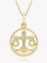 IBB Jewellery Astrology 9ct Yellow Gold Zodiac Pendant Necklace - Libra