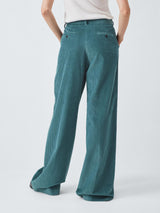 Weekend MaxMara Tania Corduroy Womens Plain Cotton Trousers Teal - Size 12