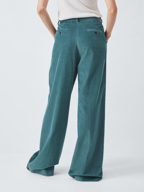 Weekend MaxMara Tania Corduroy Womens Plain Cotton Trousers Teal - Size 12
