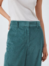 Weekend MaxMara Tania Corduroy Womens Plain Cotton Trousers Teal - Size 12