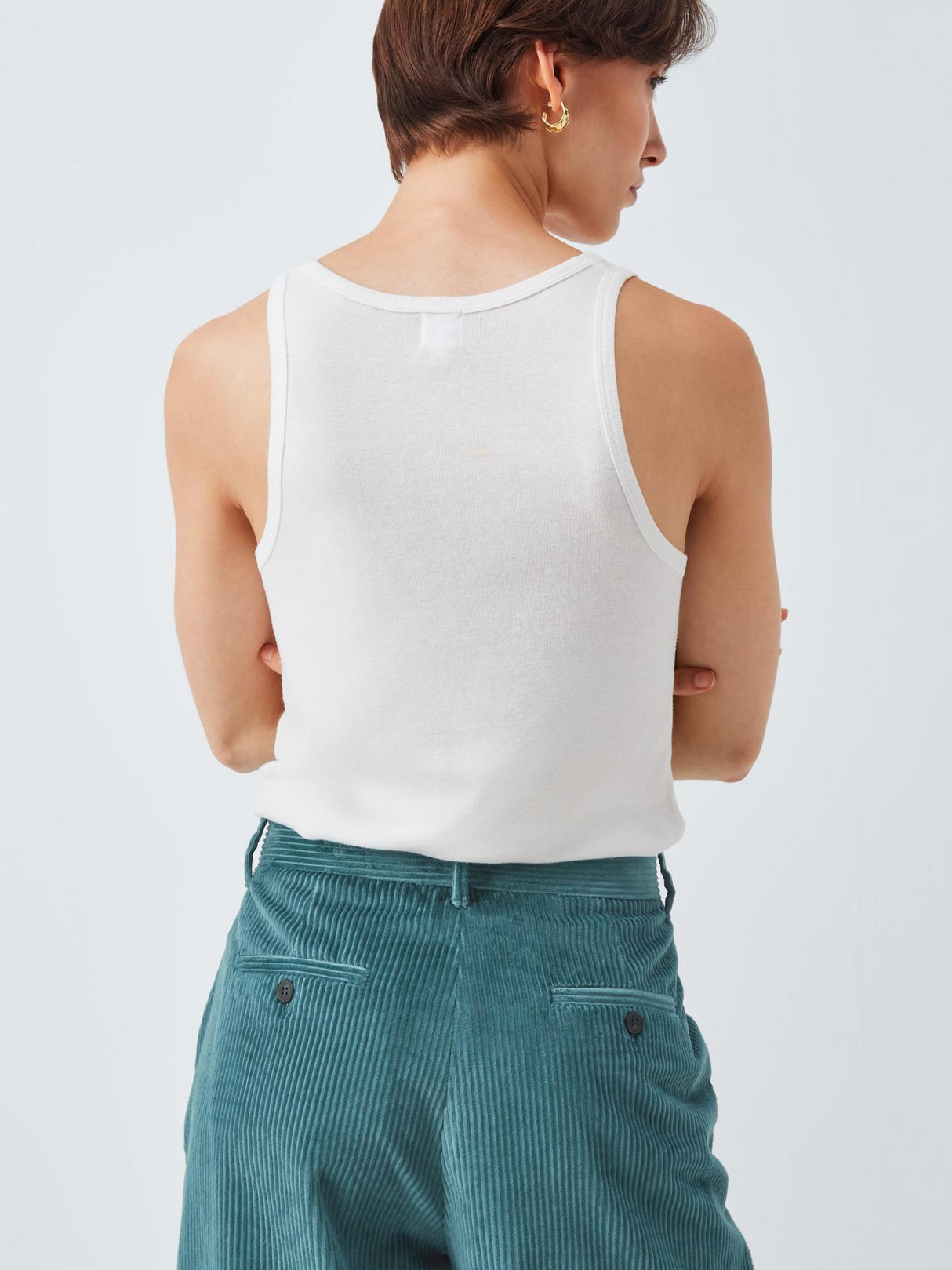 Weekend MaxMara Tania Corduroy Womens Plain Cotton Trousers Teal - Size 12