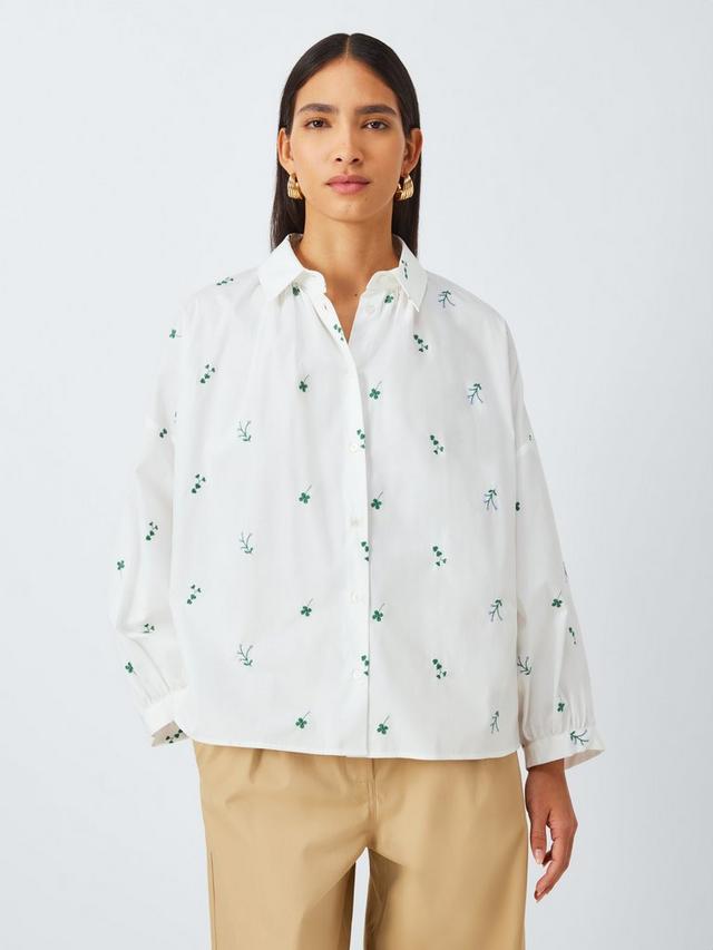 Weekend MaxMara Womens Gilly Embroidered Botanical Shirt White - Size 12