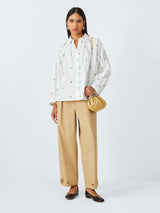 Weekend MaxMara Womens Gilly Embroidered Botanical Shirt White - Size 12