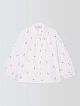 Weekend MaxMara Womens Gilly Embroidered Botanical Shirt White - Size 12