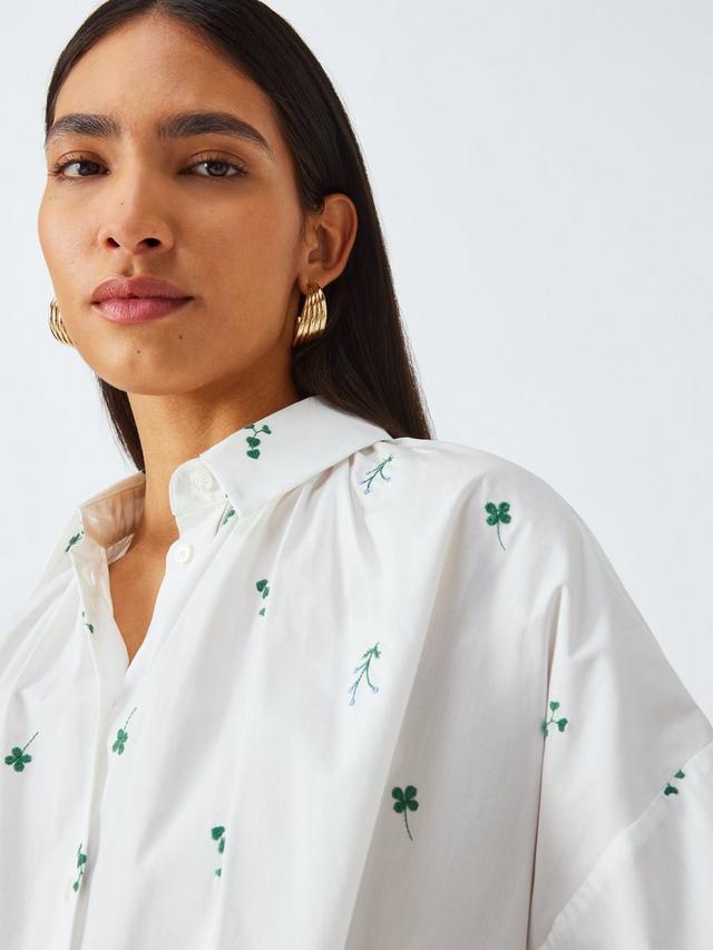 Weekend MaxMara Womens Gilly Embroidered Botanical Shirt White - Size 12