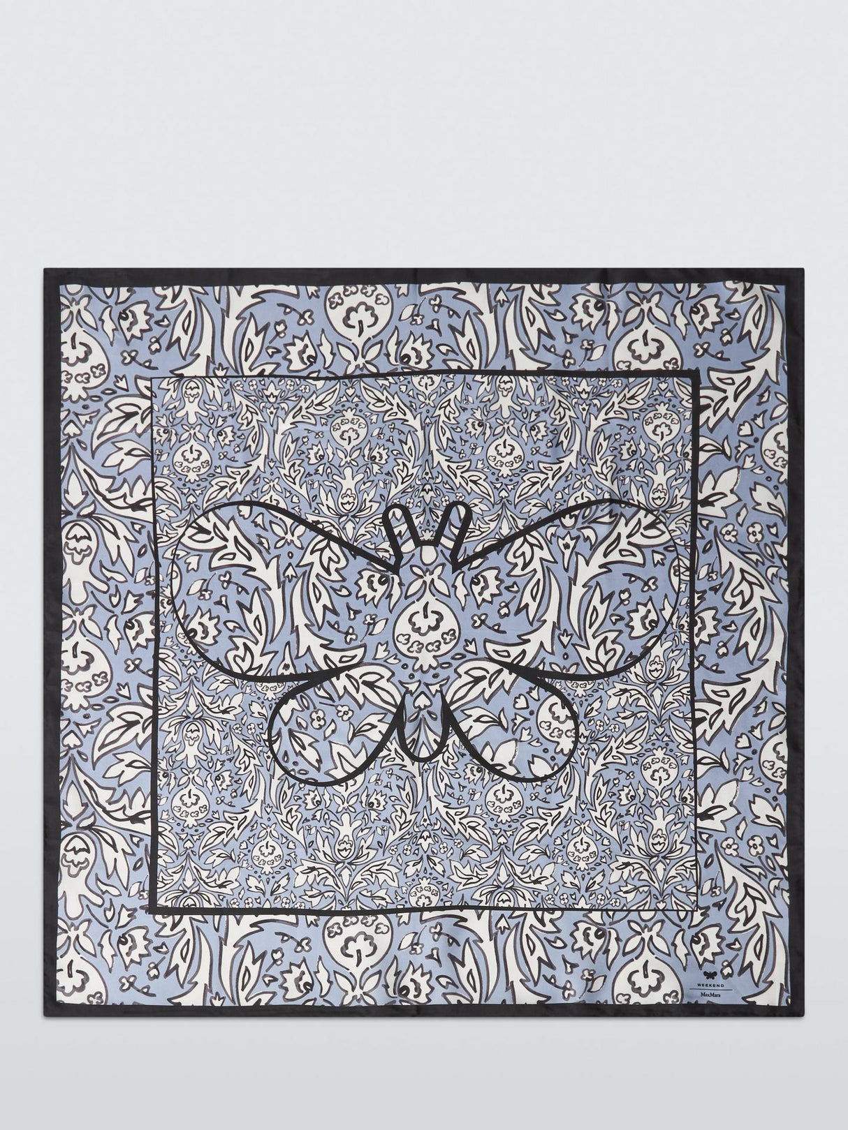 Weekend MaxMara Onesto Butterfly Pure Silk Scarf H90 x W90cm - Light Grey