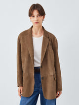 Weekend MaxMara Rolanda Womens Loose Fit Lined Suede Jacket Brown - Size S