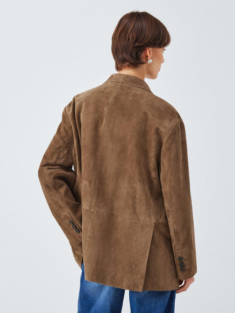 Weekend MaxMara Rolanda Womens Loose Fit Lined Suede Jacket Brown - Size S