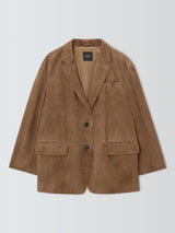 Weekend MaxMara Rolanda Womens Loose Fit Lined Suede Jacket Brown - Size S