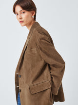 Weekend MaxMara Rolanda Womens Loose Fit Lined Suede Jacket Brown - Size S