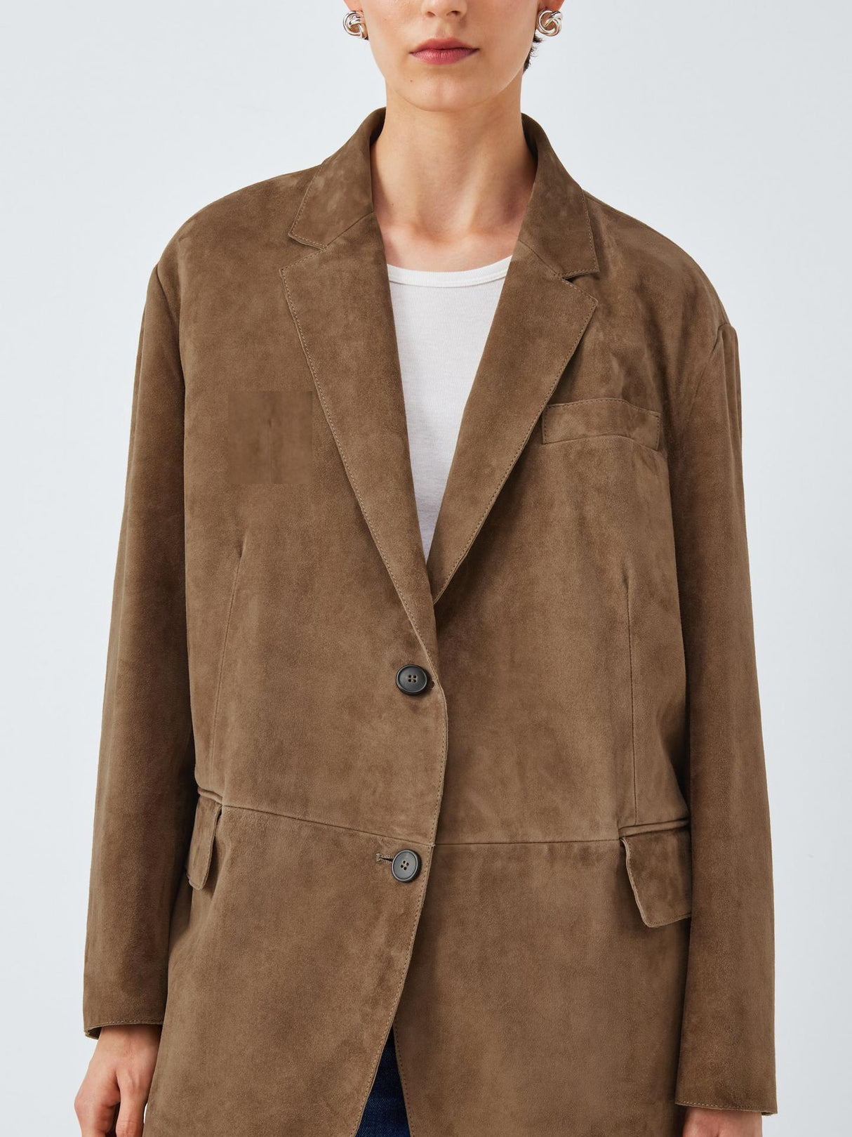 Weekend MaxMara Rolanda Womens Loose Fit Lined Suede Jacket Brown - Size S