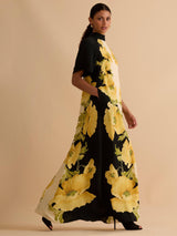 Florere Womens Viscose Floral High Neck Lined Maxi Dress Multi - Size 16