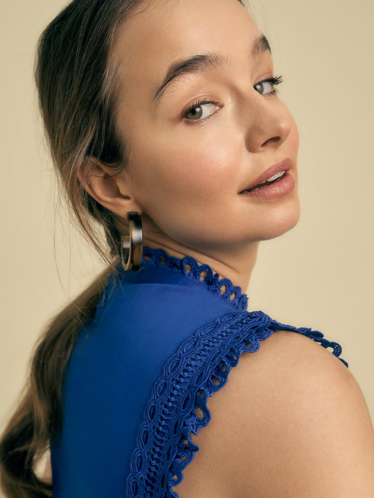 Florere Womens Sleeveless Cotton Lace Detail Lined Midi Dress Blue - Size 14