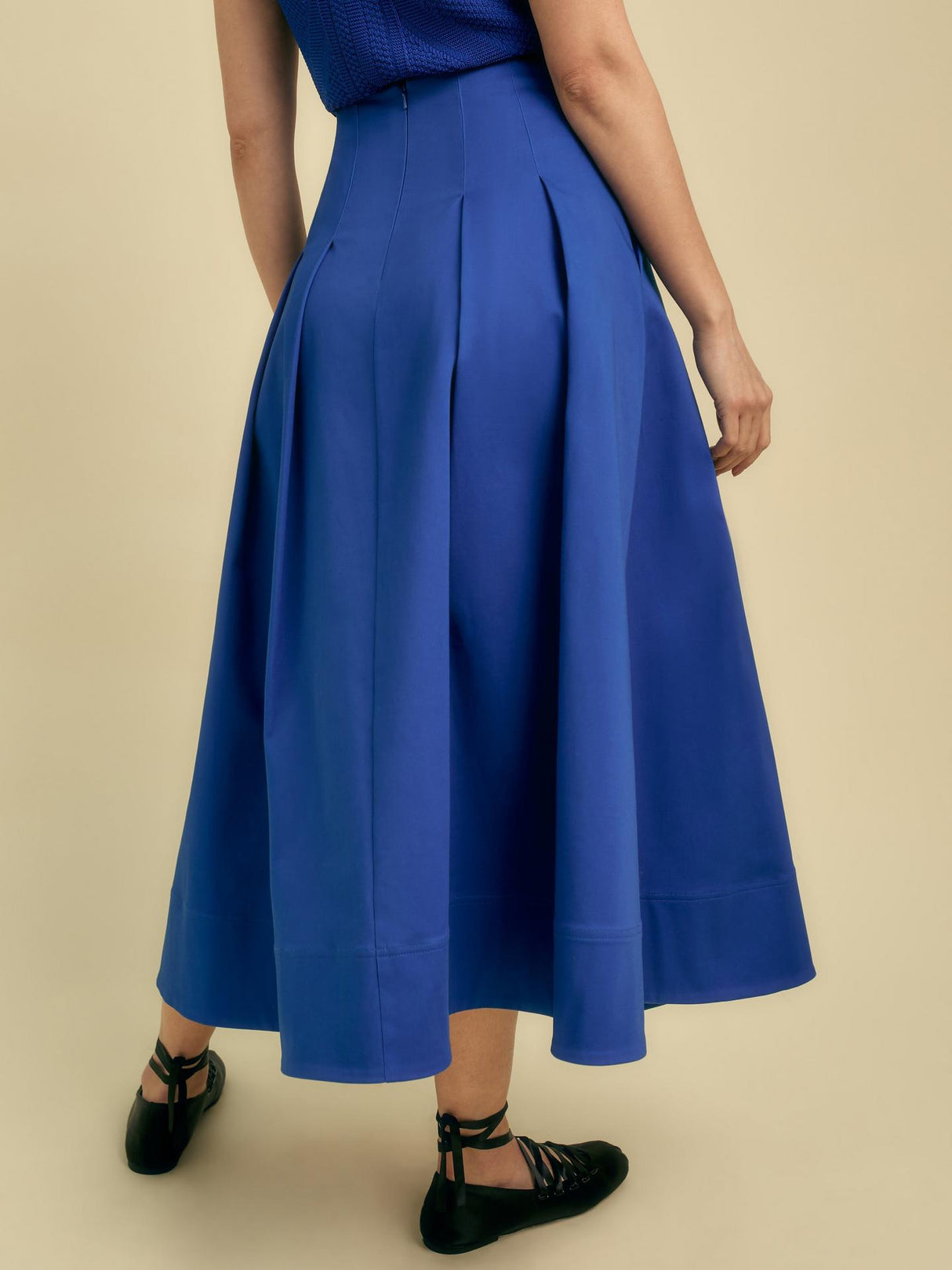 Florere Womens Cotton Blend Regular Fit A-Line Midi Skirt Blue - Size 12
