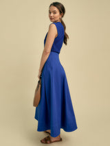 Florere Womens Cotton Blend Regular Fit A-Line Midi Skirt Blue - Size 12