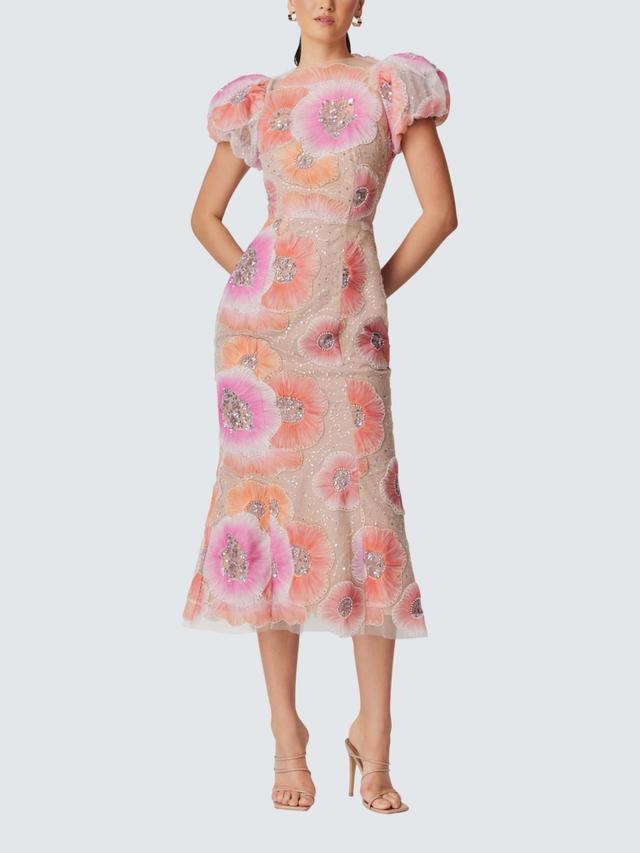 Elliatt Brittany Embellished Floral Midi Womens Mermaid Dress Multi - Small