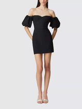 Elliatt Women's Gia Off Shoulder Puffball Bodycon Mini Dress - Black - Small