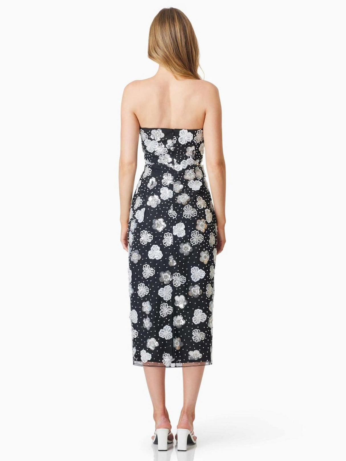 Elliatt Jassamine Womens Polyester Slim Fit Midi Dress Black/White - Medium