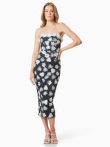 Elliatt Jassamine Womens Polyester Slim Fit Midi Dress Black/White - Medium