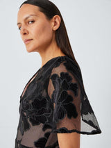 Elliatt Zara Womens V-Neck Velvet Floral Midi Dress Black - Size Medium