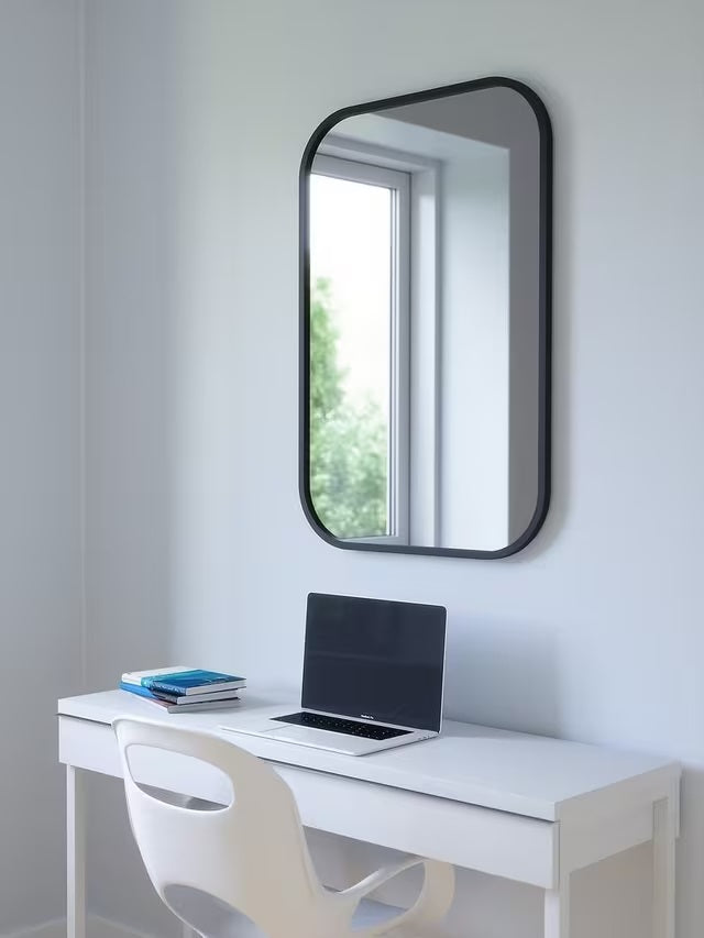 Umbra Hub Rectangular Hallway/Bathroom Black Decorative Wall Mirror 92x61cm
