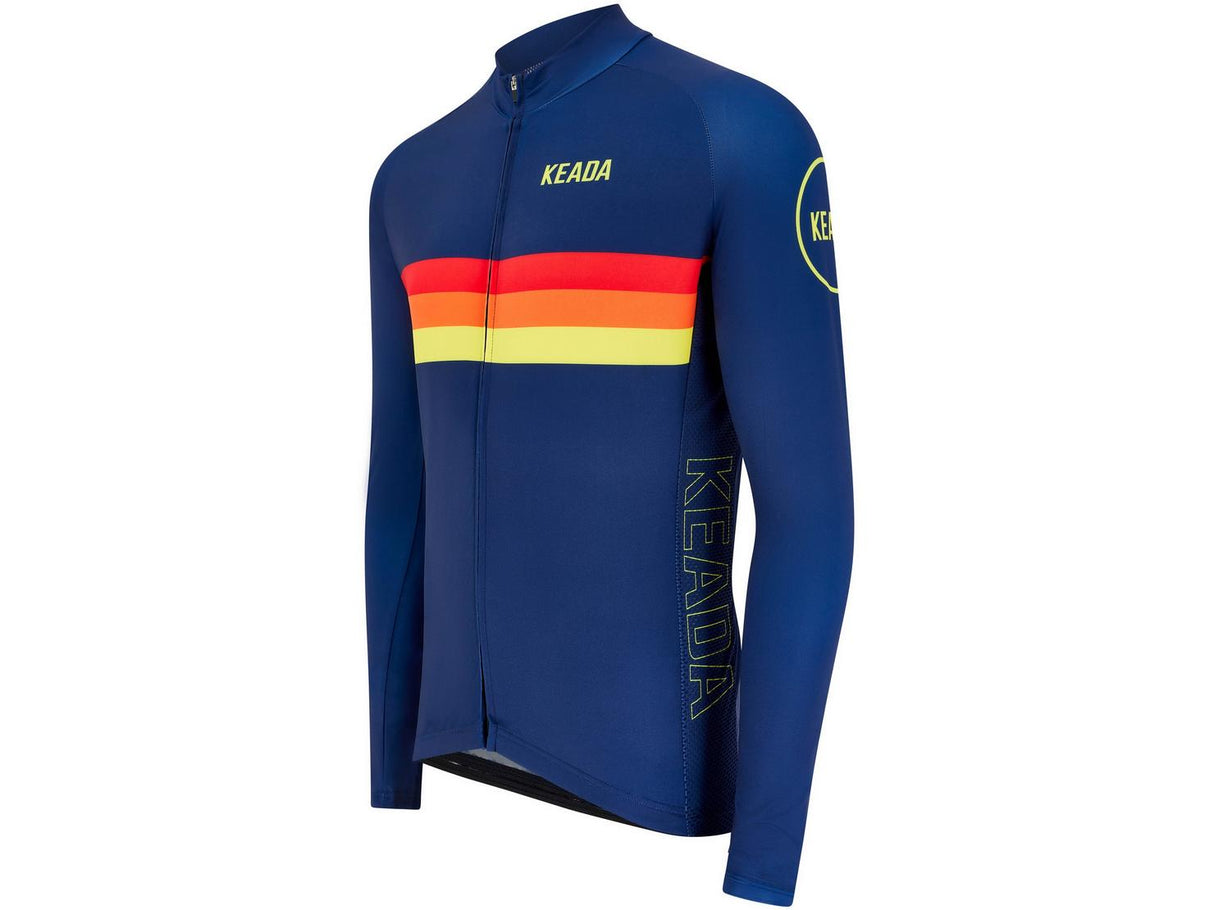 Keada Sports Men's Sunrise Long Sleeve Cycling Jersey - Size Large - Blue