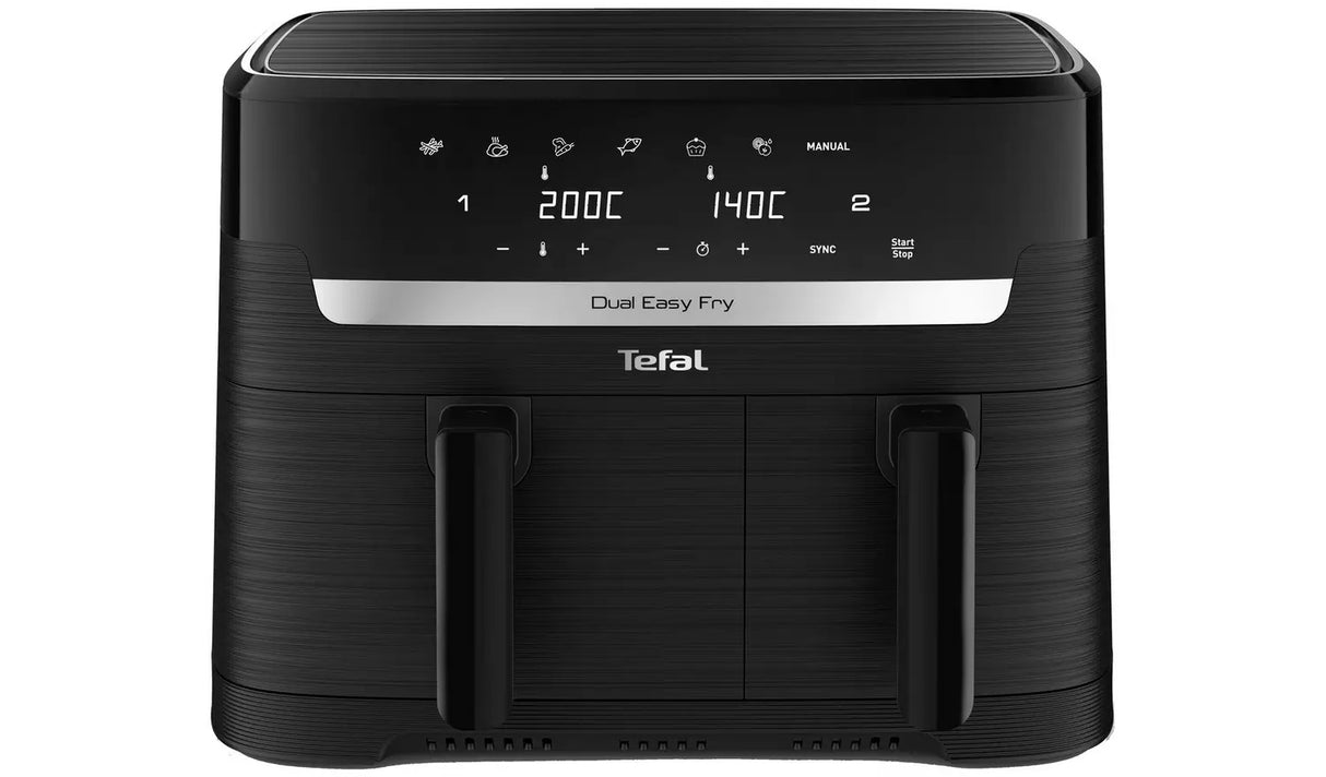Tefal Easy Fry EY901N40 8.3L Dual Drawer Air Fryer 2700W - Black - Kazoop 