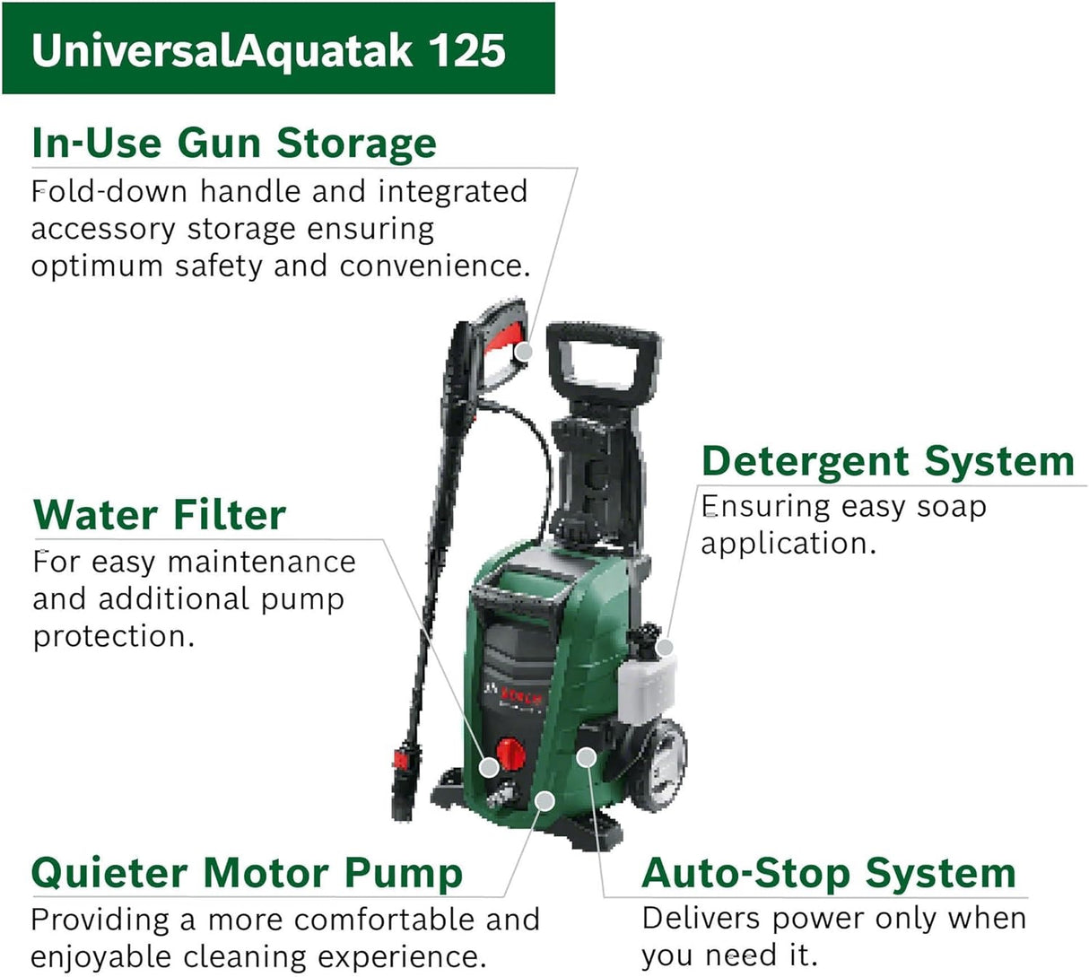 Bosch Universal Aquatak 125 Compact Pressure Washer 1500W 125bar - Green