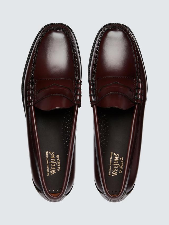 G.H.BASS Men's Larson Easy Weejuns Leather Penny Loafers - Wine - UK 8
