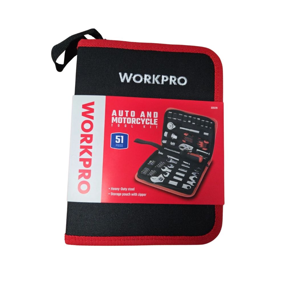 WorkPro 325179 Auto & Motorcycle Maintenance Tool Kit Set of 51 Pieces