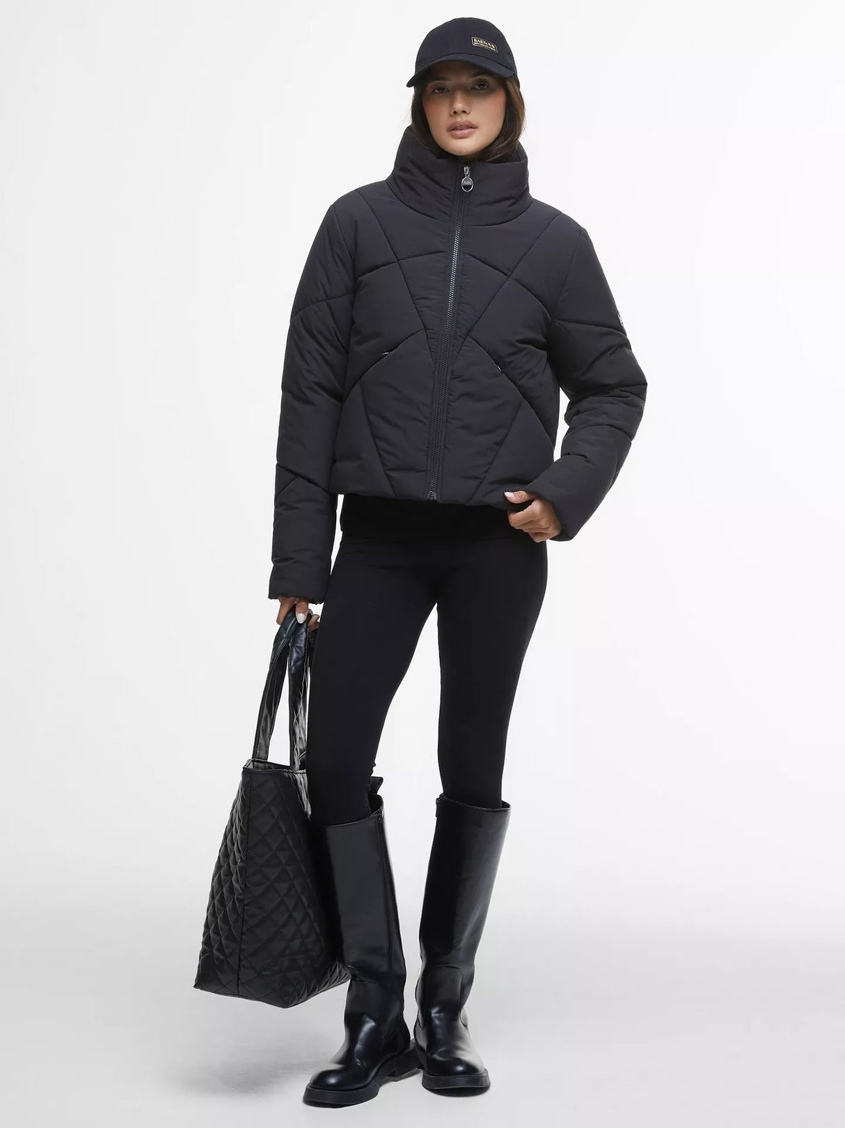 Barbour International Women's Rowen Funnel Neck Puffer Jacket - Black - 18