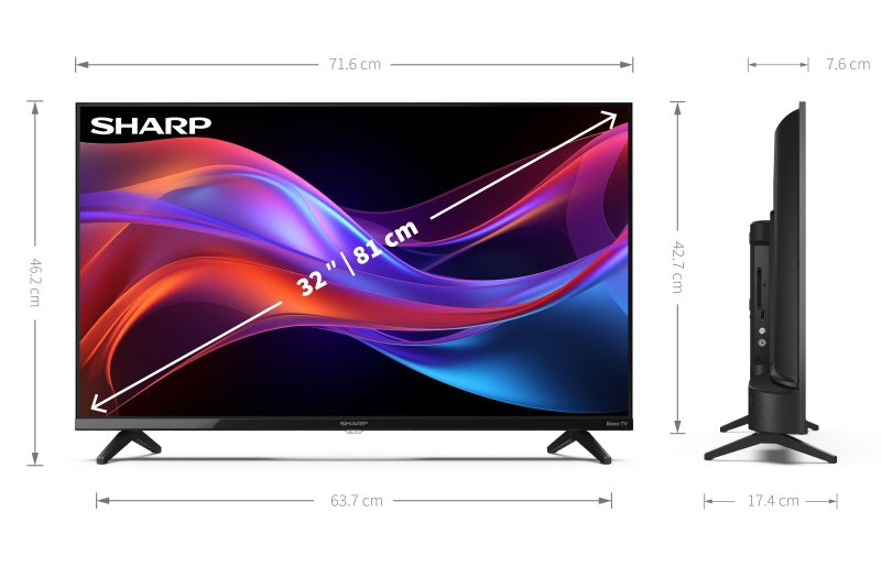 Sharp 32GD2125K 32" HD Ready 720p HDR10 Frameless Smart LED TV - Black