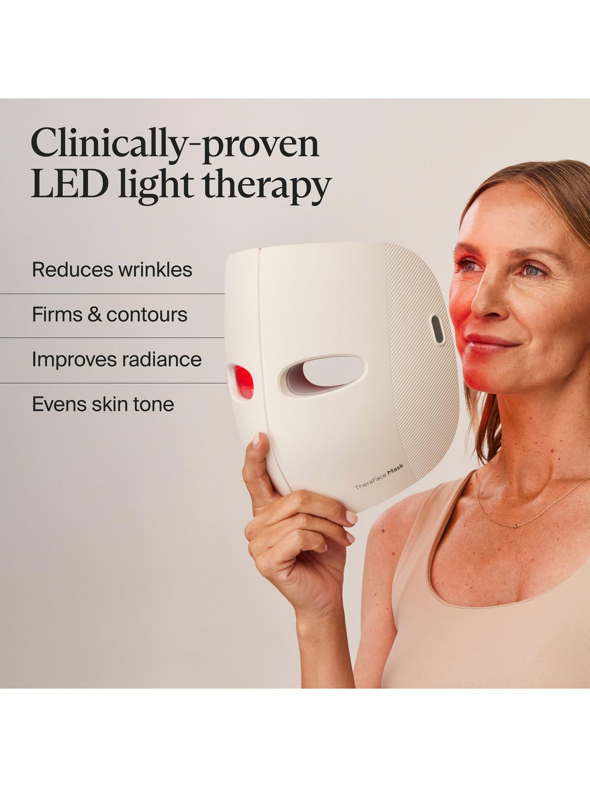 Therabody TheraFace LED Light And Vibration Therapy Skincare Face Mask White