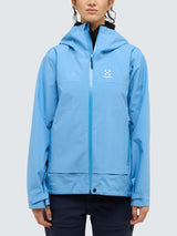 Haglöfs Women's Polyester Front Proof Zip-Neck Hooded Jacket Sky Blue Size S