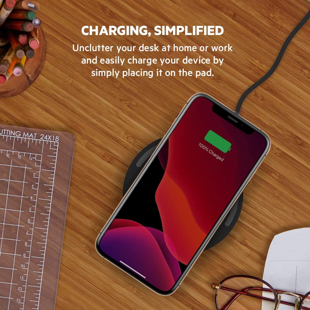 Belkin 15W Qi Wireless Charging Pad with Power Supply - White - Kazoop 