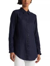 Ralph Lauren Women's Karrie Classic Long Sleeve Linen Shirt - Navy - Small