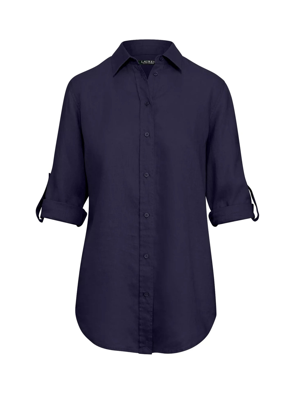 Ralph Lauren Women's Karrie Classic Long Sleeve Linen Shirt - Navy - Small