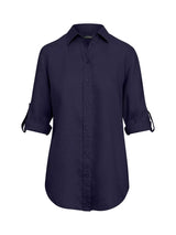 Ralph Lauren Women's Karrie Classic Long Sleeve Linen Shirt - Navy - Small