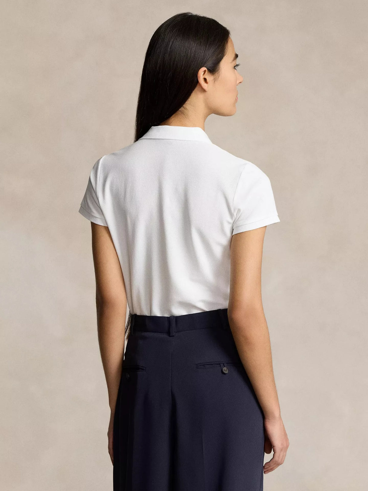 Ralph Lauren Julie White Skinny Fit Stretch Short Sleeve Polo Shirt - Medium