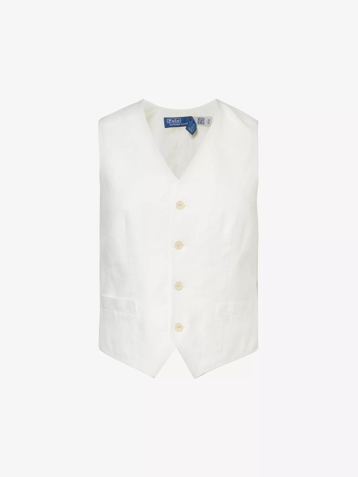 Polo Ralph Lauren Womens V-Neck Regular-Fit Linen Waistcoat White - Size 16